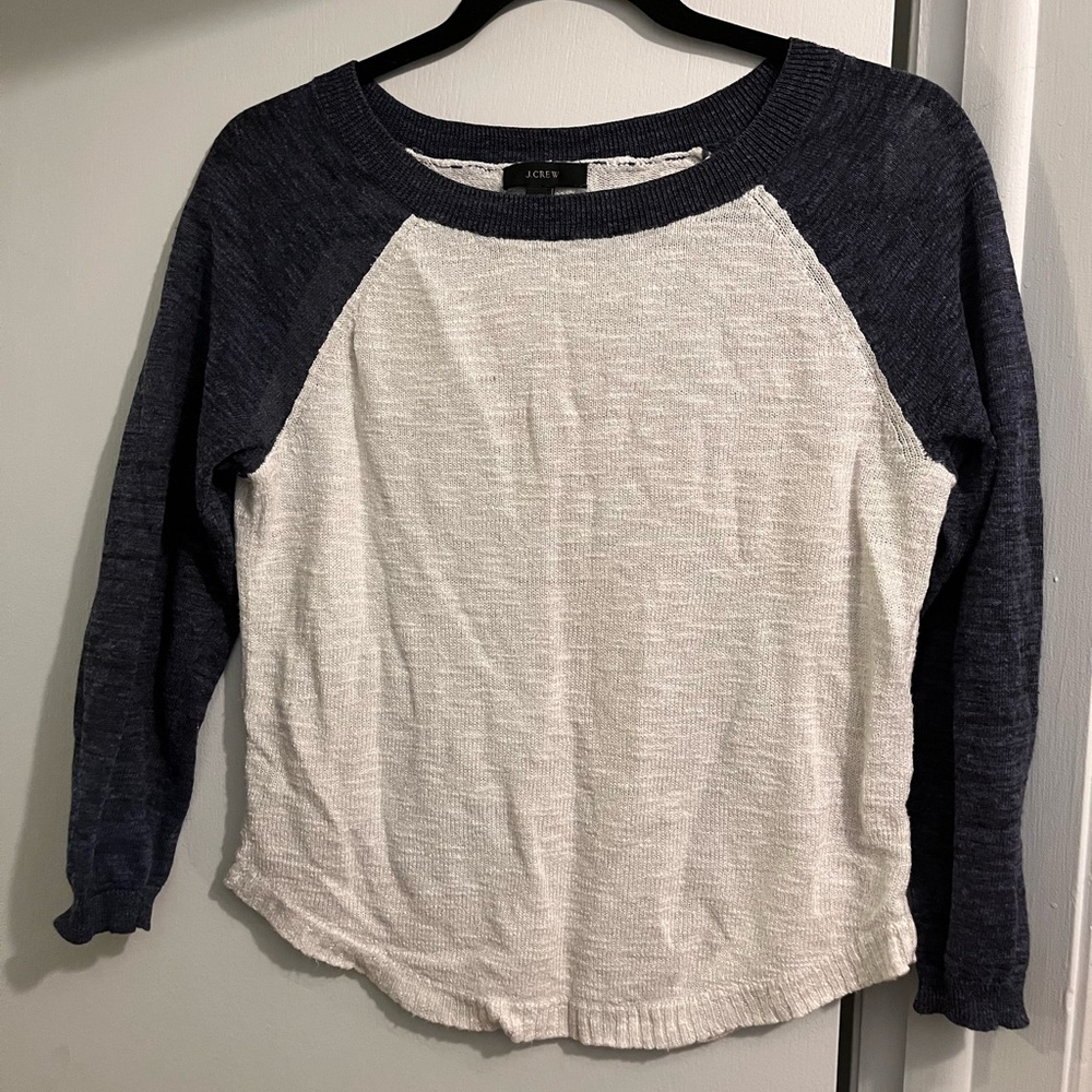 J. Crew Navy and Light Gray Knit Sweater